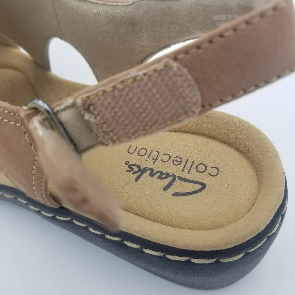 Clarks Brown Nubuck Slingback Wedge Sandal - Picture 7 of 14